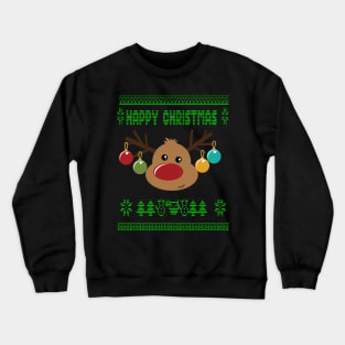 Reindeer ugly christmas sweater - family christmas, t-shirt, pjama top Crewneck Sweatshirt